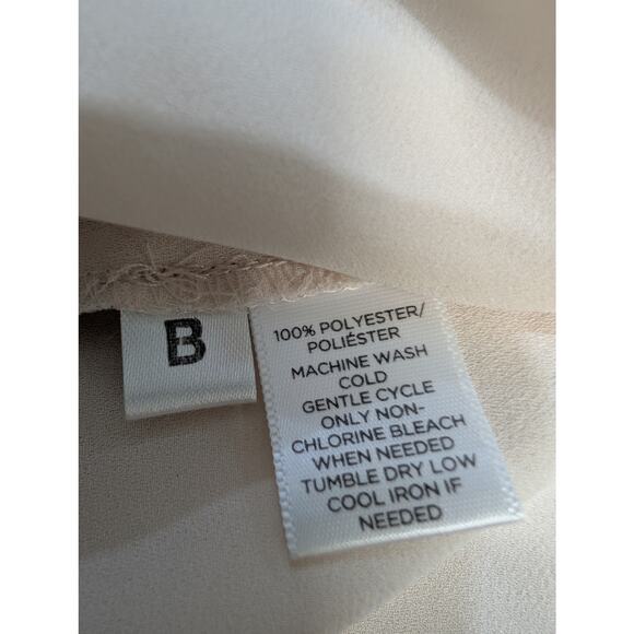 Ann Taylor LOFT Blouse XS Cream Black Lace Trim Bow Neck Long Sleeve - Picture 8 of 8